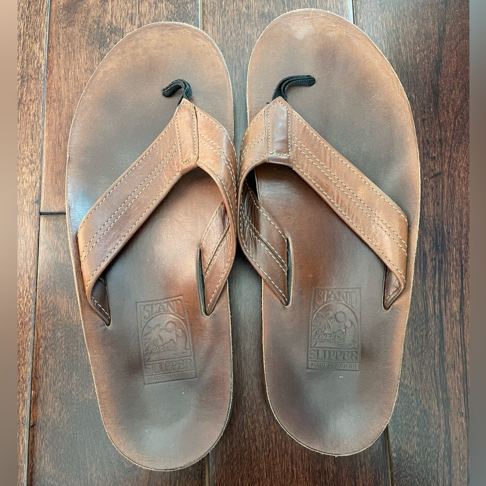 Island Slipper Brown Leather Sandals